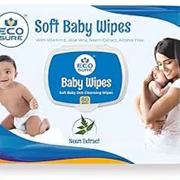 Eco Sure Baby Soft Wet Wipes, 80 Count Pouch, Gentle & Hypoallergenic for Sensitive Skin-picture-23