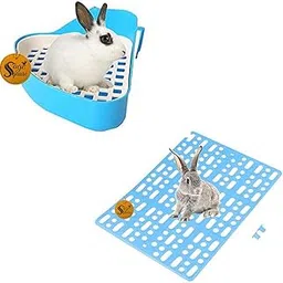 Sage Square Rabbit Litter Tray & Floor Mat Combo – Easy-to-Clean and Hygienic Set for Small Pets, Includes Durable Litter Tray with Secure Base & Non-Slip Mat to Keep Your Rabbit’s Habitat Clean-image-53