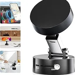 Magnetic Suction Phone Holder Easy to Operate and Carry Foldable Adjustable Vacuum Magnetic Phone Holder for Car/Bathroom/Gym/Kitchen Multi-scene Application (Black)-picture-11