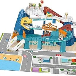 Fashion My Day Race Car Track Indoor Games Interactive Toy Car Ramp Track for Grandson Kids Blue-picture-31