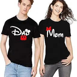 rs print Mom Dad Printed Couple Tshirts | Family Tshirts | Beast Couple Tshirts | Hubby Wifey Tshirts/Couple Tshirts for Husband and Wife image 1