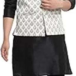 abh lifestyle Men's Silk Blend Kurta Pyjama & Printed Nehru Jacket Set.-picture-15