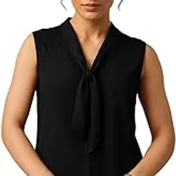 Women's Tie up Neck Regular Top | Regular Fit Sleeveless Top with Neck Tie-Ups | Stylish Western Apparel for Casual and Comfortable Everyday Wear-image-10