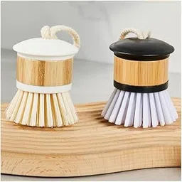 AJS Bamboo Hand Brush – Pack of 1 | Eco-Friendly Palm Scrubber with Hard Bristles for Sink, Dish & Kitchen Cleaning | Multicolor Cleaning Brush Set-picture-32
