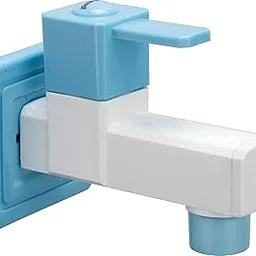 Prayag Novo Bib Cock 15mm PTMT Plastic Foam Flow Water Tap with Flange Leakproof Wall Mount Faucet for Bathroom Basin Kitchen (Royal Blue) (123-NNR)-picture-30