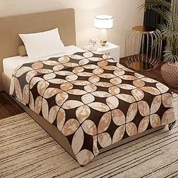 BEDSPUN Polyester Premium Plush Summer Single Bed Dohar/Ac Blanket | 300 GSM Reversible Lightweight Cozy Soft for Bed, Sofa, Couch, Travel & Camping | 160X220 Cm - Brown & Beige, Geometric-picture-57