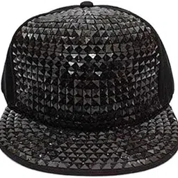 niue Boy's & Girl's Solid (Back) Embelished (Front) Funky Hip Hop Fashion Cap Black-picture-17