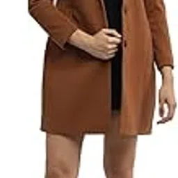 pro-tex Women Solid Winter Wear Single Breasted Woolen Overcoat Brown L-picture-25