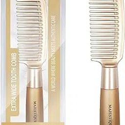 Majestique Wide Tooth Detangler | Premium Golden Series 8-Inch Heat Resistant Kanga | Big Comb for Curly, Fine & Thick Hair | Wooden Finish Comb for Men & Women-image-47