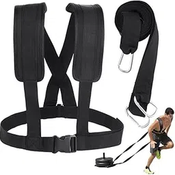 Sled Harness for Exercise, Physical Football Running Resistance Training Rope Kit, Tire Pulling Harness Fitness Exercise Workout Assistance Equipment Trainer with Adjustable Padded Shoulder Strap-picture-26