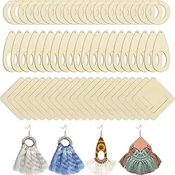 Pack of 60 Pcs Unfinished Wood Earrings Blanks for DIY Crafting – Round, Teardrop, Square Shapes, Natural Wooden Earring Making, Jewelry, Painting-picture-28