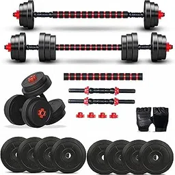 GYM INSANE Gym Equipment Set for Home Workout Combo 15-22kg Adjustable Dumbbells Weight Plate for Weightlifting Gym Connector Barbell Rod Home Gym kit with Gym Accessories Home Gym Set for Men (18)-image-12