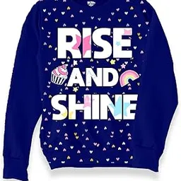 Berry joy Cotton Fleece Pullover, Crew Neck Sweat-Shirt, Moisture Wicking and Breathable, Warm Crew Neck Full Sleeves Sweat-Shirt for Toddler Kids and Girls-Blue-picture-11