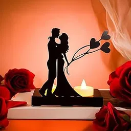 Nostrae by Ekhasa Romantic Metal Candle Holder | Black Silhouette Couple Design for Proposal, Love Valentine’s Day, Wedding Gift | Foldable Tealight Stand (Candles not Included)-picture-10