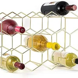 Lavish Craft Countertop Wine Rack 14 Bottle Freestanding Modern Metal Wine Rack 3 Tier Tabletop Wine Holder Stand for Cabinet Pantry Wine Bottle Storage No Assembly Required (Gold)-image-9