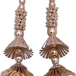 Shoppingover Rose Gold latkan for Lehenga Blouse Handmade Work Ethnic Hanging Tassels (Pack of 2 Latkans)-picture-10