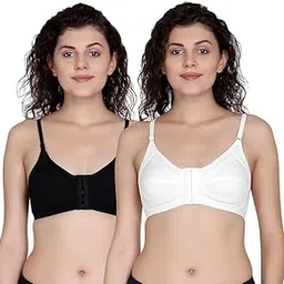 xwing Women Cotton Front Hook Open Non Padded Wirefree Plus Size Adjustable Strap Minimizer Comfortable Bra image 1