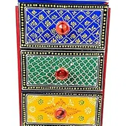 Apka Mart The Online Shop Wooden Corner Pillar| Classic Addition to The Living Space | 3 Drawer Corner Cabinets | 18 Inch (Multicolour) for Home & Gift-picture-24