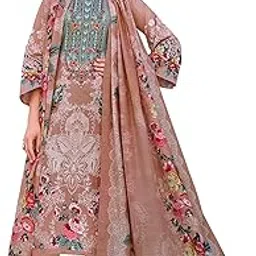 dravinam trends Women's Unstitched Salwar Suit Dress Material - Cotton Digital Printed Organza Embroidered Kameez II Unstitch Bottoms II Cotton Dupatta-picture-49