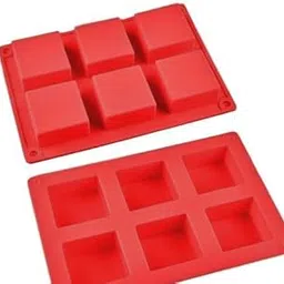 JAIKRIT Silicone Mould Pack of 2 Square Soap Molds, 6-Cavity Non-Stick Silicone Mould for Macking Chocolate,Cupcake, Cornbread, Muffin, Soap-picture-28