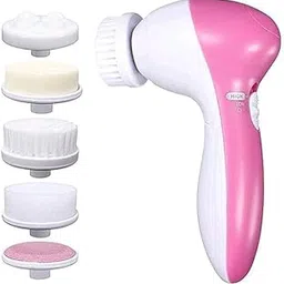 Virangna Enterprise 5 in 1 Face Facial Exfoliator Electric Massage Machine Care Cleanser Massager Kit For Smoothing Body Beauty Skin Cleaner Facial Massager Machine for Women- Multicolor-picture-14