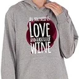nusyl Need Love and Wine Text Print Women Oversized Hooded Sweatshirt - NUWFHOOD0590.18-picture-14