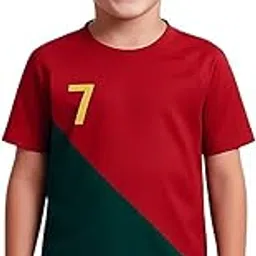 Sports Soccer Football Portugal Jersey Ronaldo 7 Home Kit Jersey Set T-Shirt with Green Shorts(Kid's,Boy's & Men)-picture-20
