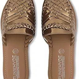 funkhyde Amurra Antique Huarache Flats for Women – Handwoven Slip-On Festive Footwear with Cushioned Comfort & Vegan Faux Leather Finish-picture-26