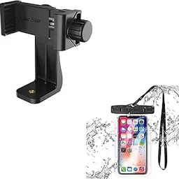 Tripod Mount Adapter 360-Degree Cell Phone Holder with Adjustable Clamp Phone for Smartphones & All Types of Tripods with 1/4 Screw & (Mobile Water Pouch)-picture-28