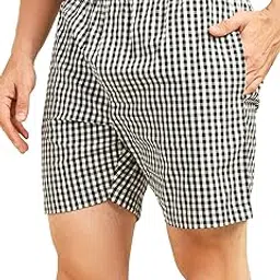zoiora 100% Pure Cotton Black Checkered Shorts for Men | Cotton Boxer for Gents with Pocket | Shorts for Men | Cotton Boxer for Gents-picture-33