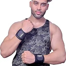 EASEFIT Neoprin Wrist Band for Men & Women, Supporter Gym Wrap/Straps Accessories Hand Grip Support While Workout Muscle Relaxation Pair of 2 (Plain Black)-picture-10