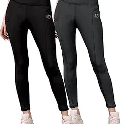 kp designer V Style Waistband Gym Pant High-Rise Combo Track Pant Polyester Blend Activewear Leggings |Stratchble Workout Tights Pack of 2-picture-32