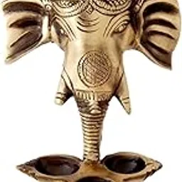 eCraftIndia Ganesh Deepak with Bell Brass Wall Hanging (11 cm x 8 cm x 24 cm, Brown)-image-69
