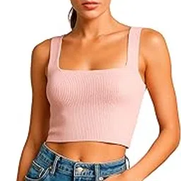 blacksmith Women's & Girls''s & Girls' Sleeveless Knitted Solid Square Neck Tank Top/Crop Top-picture-21