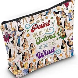 LEVLO Forest Princess Cosmetic Make Up Bag Poca Hontas Fans Gift Paint With All The Colors Of The Wind Makeup Zipper Pouch Bag For Women Girls, Paint With Full Bag, 0-image-1