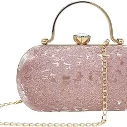 ailtino Elegant Evening Clutch Purse with Crystal Handle, Champagne Gold, Shiny Textured Pattern, Detachable Metal Handle, and Chain-picture-13