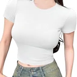 nemoux Women’s Short Sleeve Crop Top – Casual Slim Fit Round Neck Summer Tee, Stylish Solid/Printed Tops for Girls & Women, Trendy Fashion Outfit-picture-18