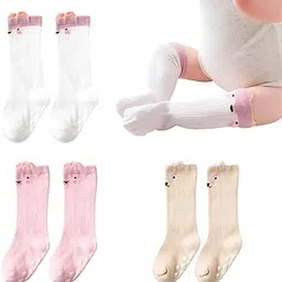 momisy 3 Pairs of Baby Kids Children Anti Skid Sleep Spring Winter And Autumn Combed Cotton Long Tube Knee-High Socks-picture-56