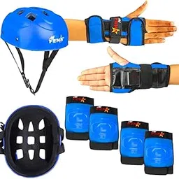 FENA Skating Guard, Protective Skating Guard Kit_Skate, Cycling Protection Set_Multi Sport Gear for Children Age 4-12 Years (M, Blue)-picture-23