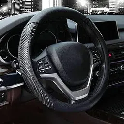 Valleycomfy Microfiber Leather Steering Wheel Covers Universal 15 inch (Style-Black)-picture-44