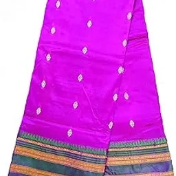 rrk Women's Silk Narayanpet Saree with Blouse Piece (Purple with Green Border)-picture-19