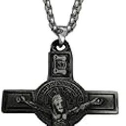 Christian Jewelry Christian Crucifix Jesus Cross Blessing Pray Grey Zinc Metal Religious Pendant Necklace Chain For Men And Women-image-56