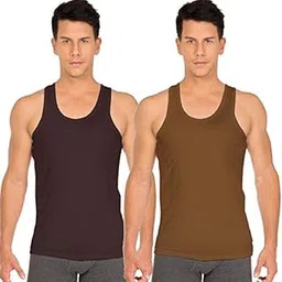 white rose Men's Cotton Vest Sleeveless Combo Pack (Pack of 2) Brown, Gold-picture-32
