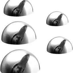 GANAZONO 5pcs Mirror Sphere Balls Garden Gazing Balls Stainless Steel Half Reflective Hemisphere-picture-23