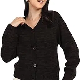 chkokko Wollen Winetr Wear Crop Drop Shoulder Cardigan Sweater for Women-picture-54
