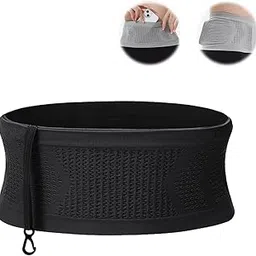 Multifunctional Knit Breathable Concealed Waist Bag, Universal Running Belt, Large Capacity Running Waist Fanny Pack, Adjustable Moisture Wicking Storage Belt Pack for Women Men, Black, M, Modern-picture-24
