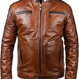 body guard Genuine & Pure Leather Jacket | Mens Solid Biker Jacket | Full Sleeve Solid Jacket for Men's Biker Style | 2 Inside & 2 Outside Pockets with Zipped Sleeve-picture-38