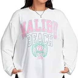 sxv style SXV 'Malibu Beach' Printed Cool Aesthetic Oversized Full Sleeve T-Shirt-picture-28