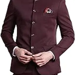 manq Men's Solid Bandhgala Suit, Mandarin Collar, Five Pockets, Long Sleeves-picture-12