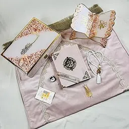Misty Rose Elegance: Barkat-e-Jariyah Resin Quran Hamper | Quran Gift Set-picture-31